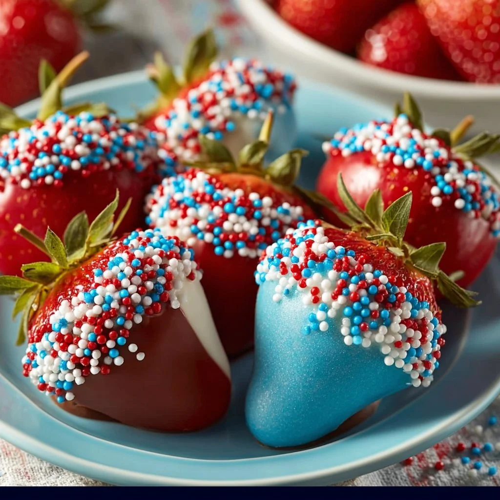 3-Ingredient 4th of July Chocolate Covered Strawberries