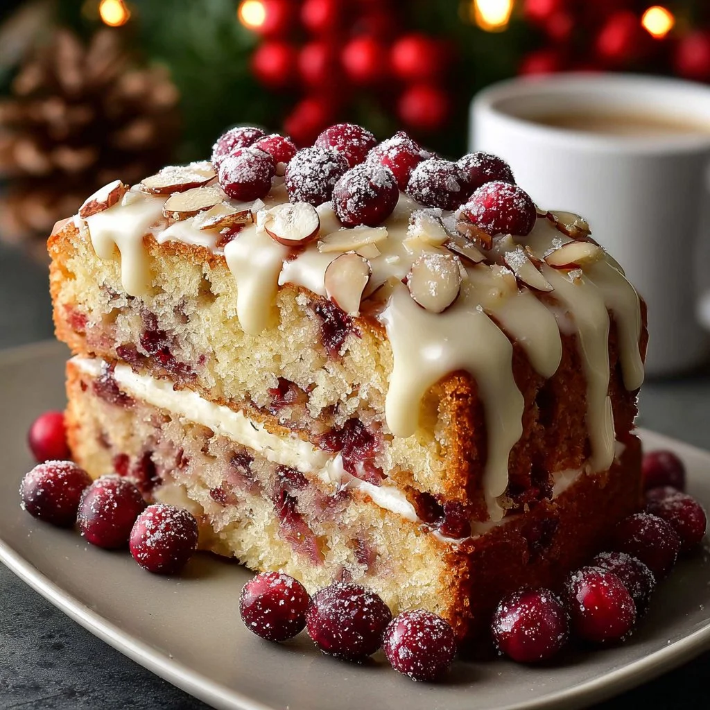Almond Cranberry Cake Delight - Deliciously moist cake with almonds and cranberries