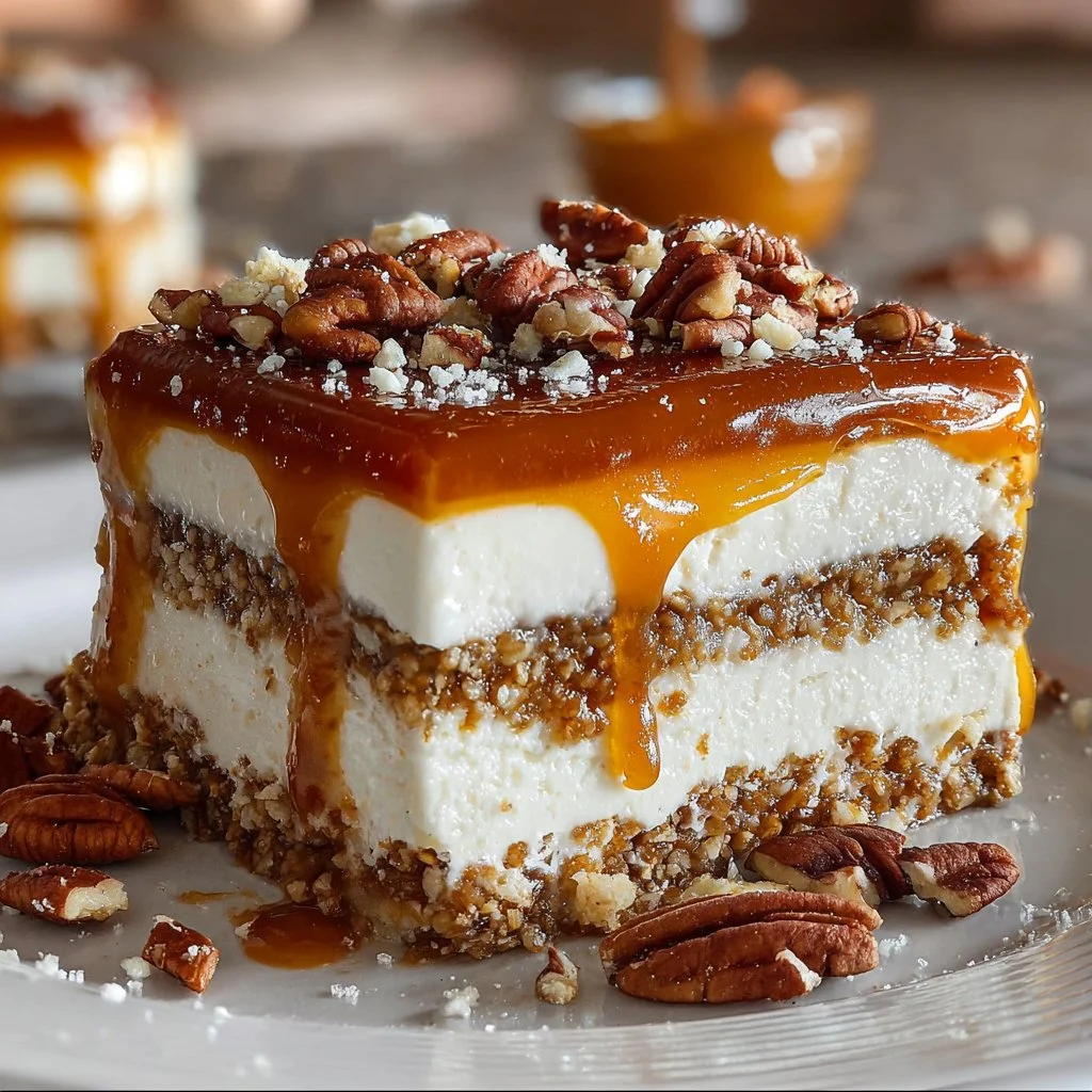 Caramel Pecan Lasagna Squares