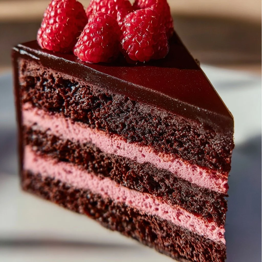 Dark Chocolate Raspberry Mousse Cake