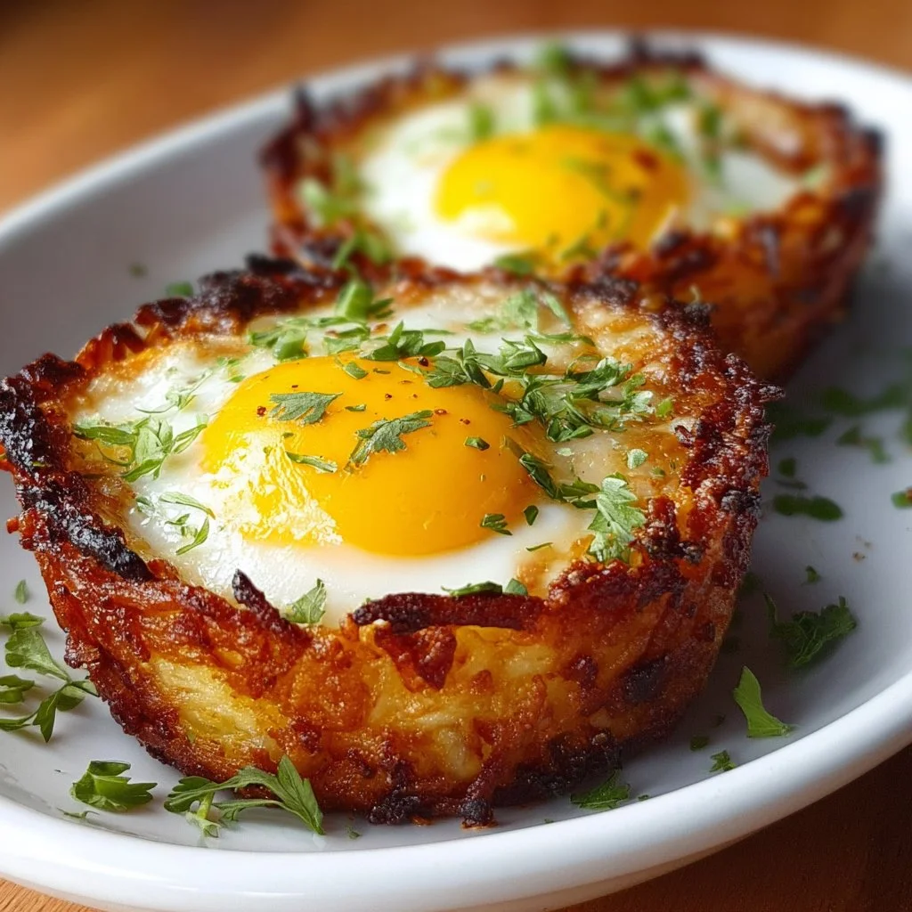 Eggs in Crispy Hash Brown Baskets