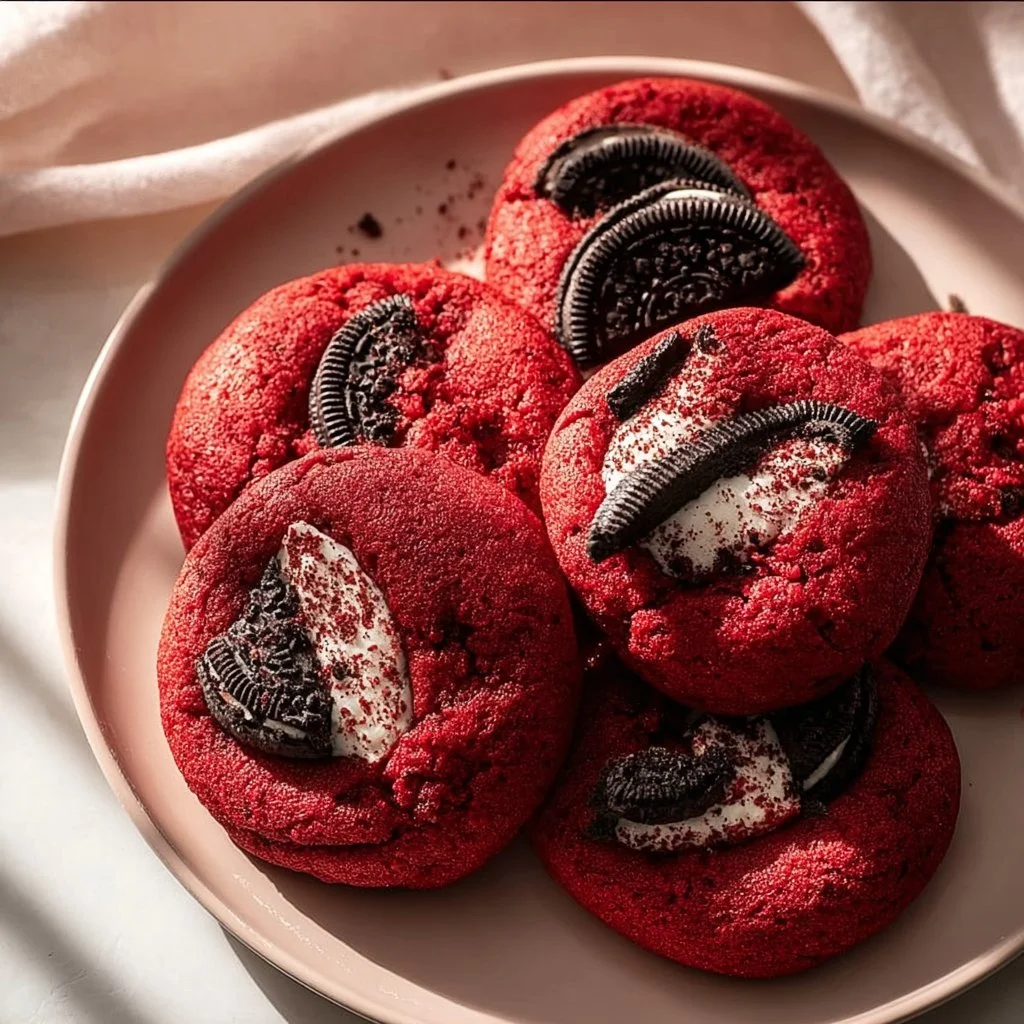 Homemade Red Velvet Cookies and Cream Cookies