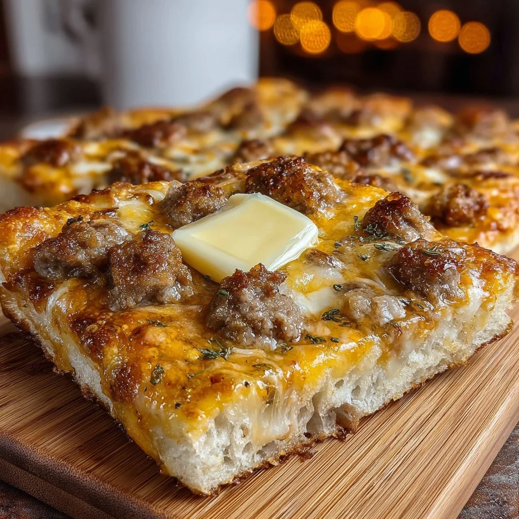 Sausage Cheese Sheet Pan Pancakes