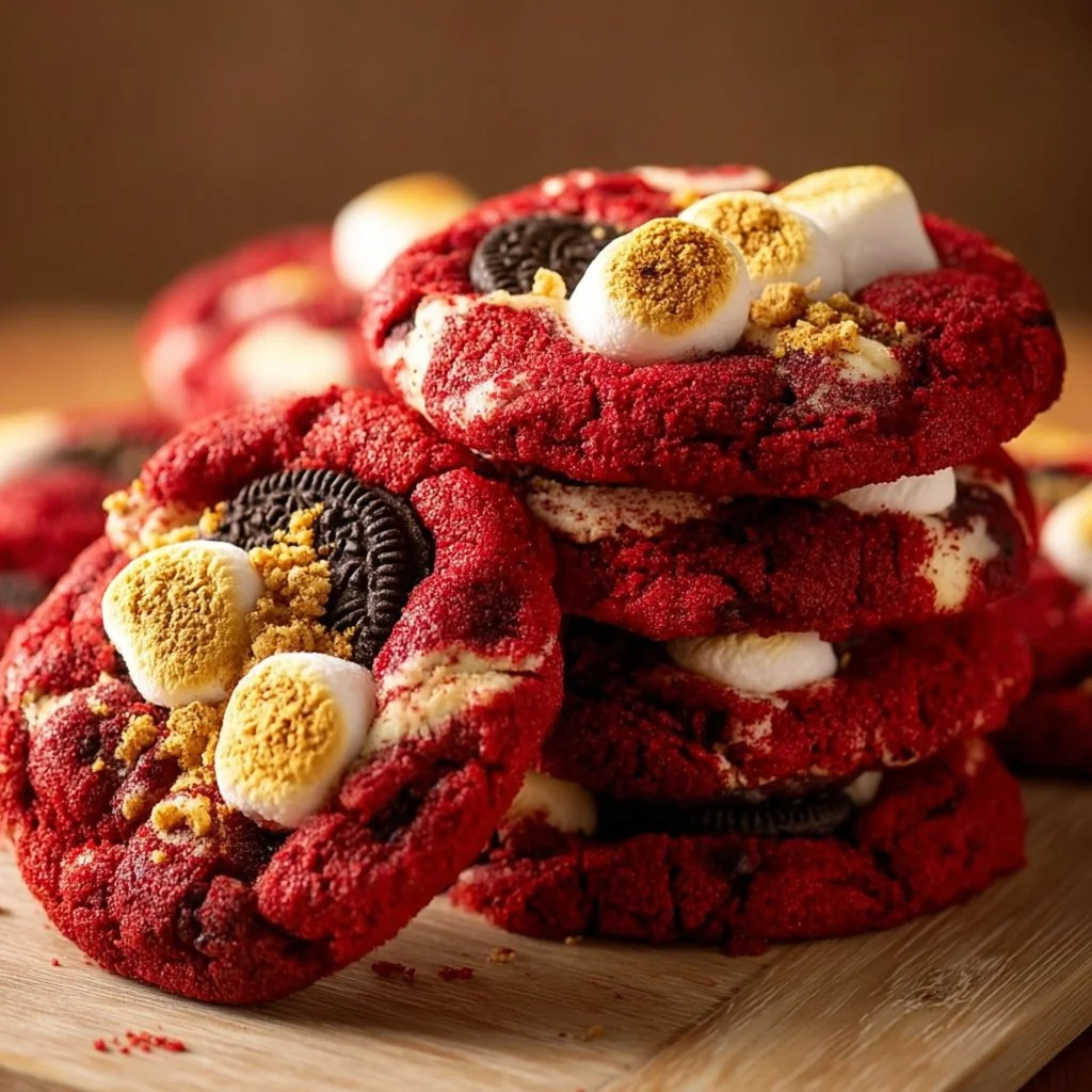 Tasty Red Velvet S’mores Cookies